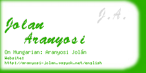 jolan aranyosi business card